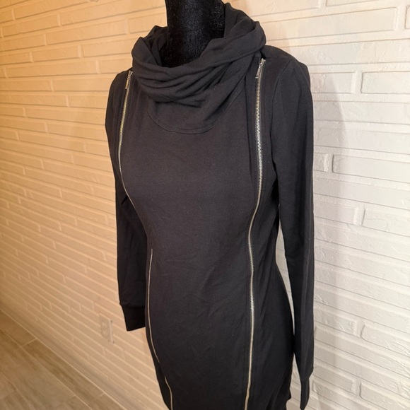 Poleci Black Goth Mock Turtleneck Sweater Dress, Women’s Size Small - Picture 3 of 13